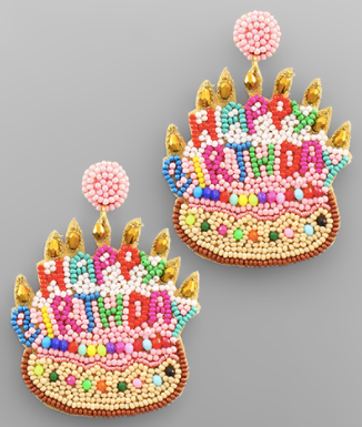 Birthday Cake Seed Bead Earrings